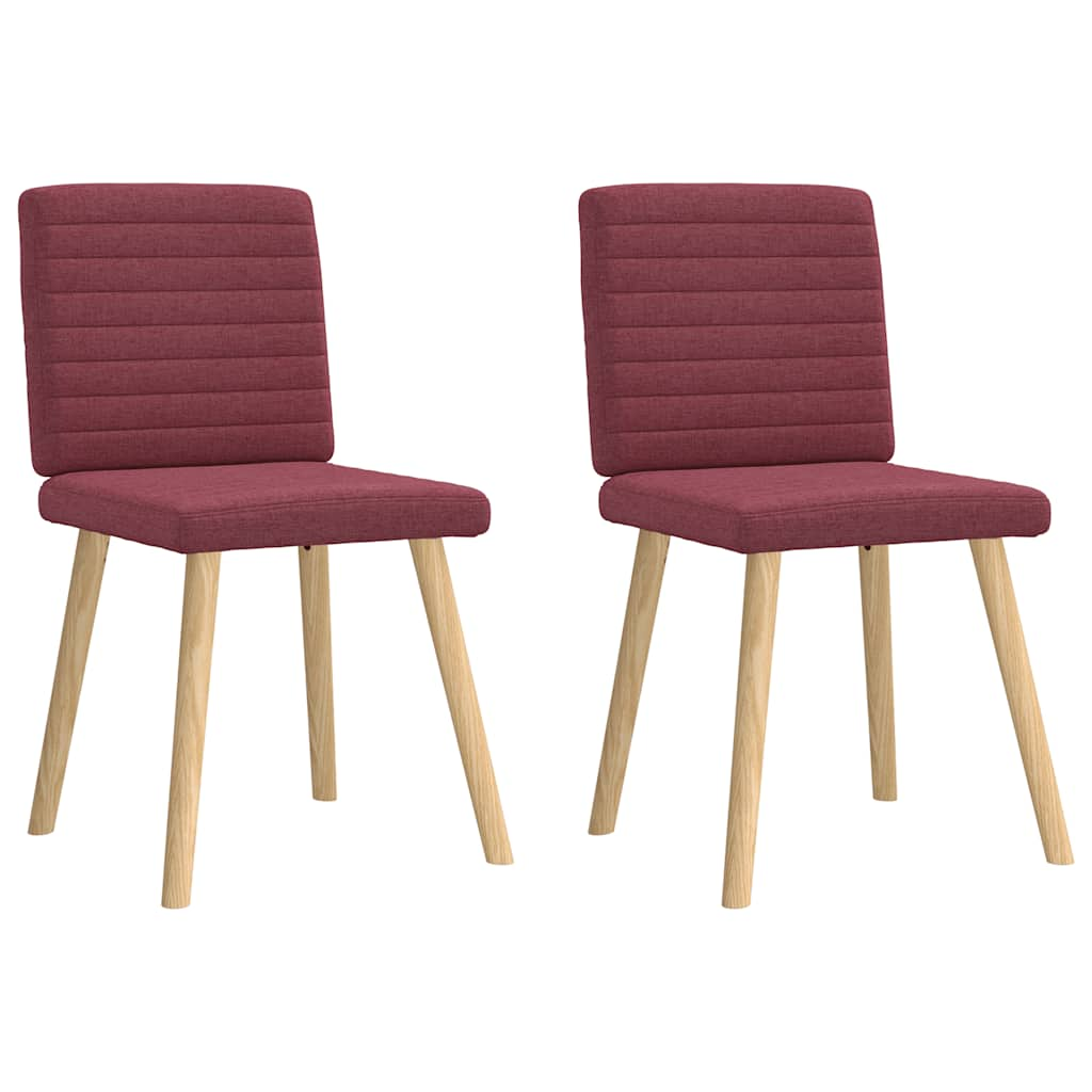 Chaises à manger lot de 2 rouge bordeaux tissu