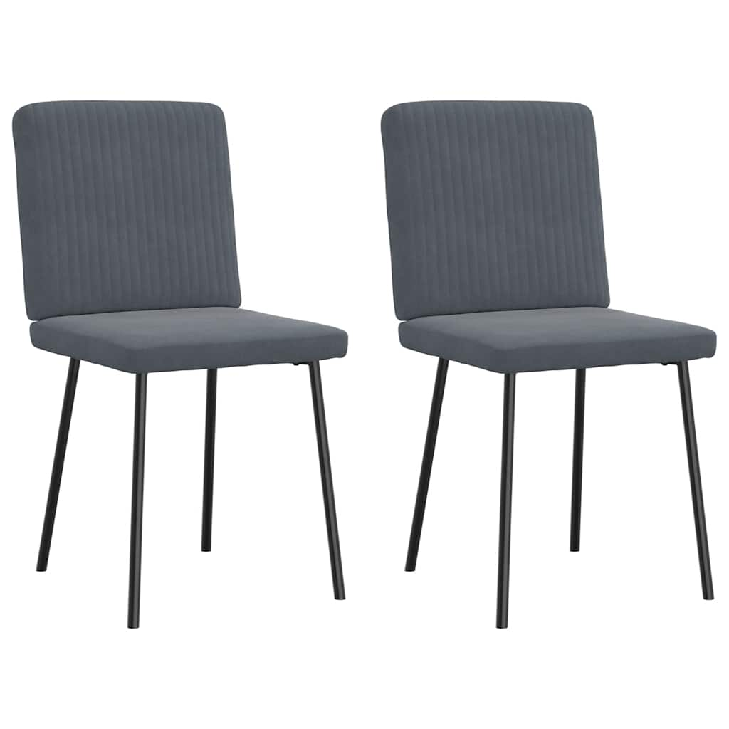 Chaises à manger lot de 2 Gris foncé Velours