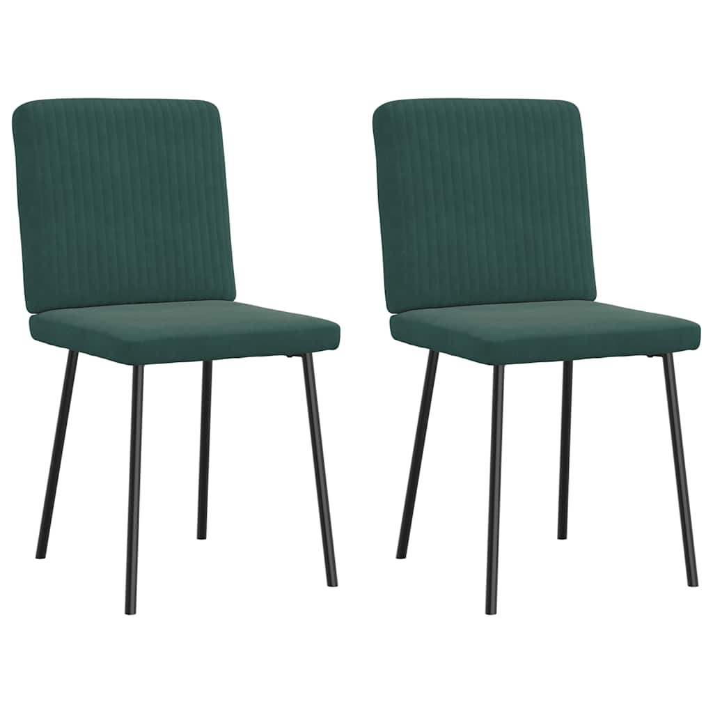 Chaises à manger lot de 2 Vert foncé Velours