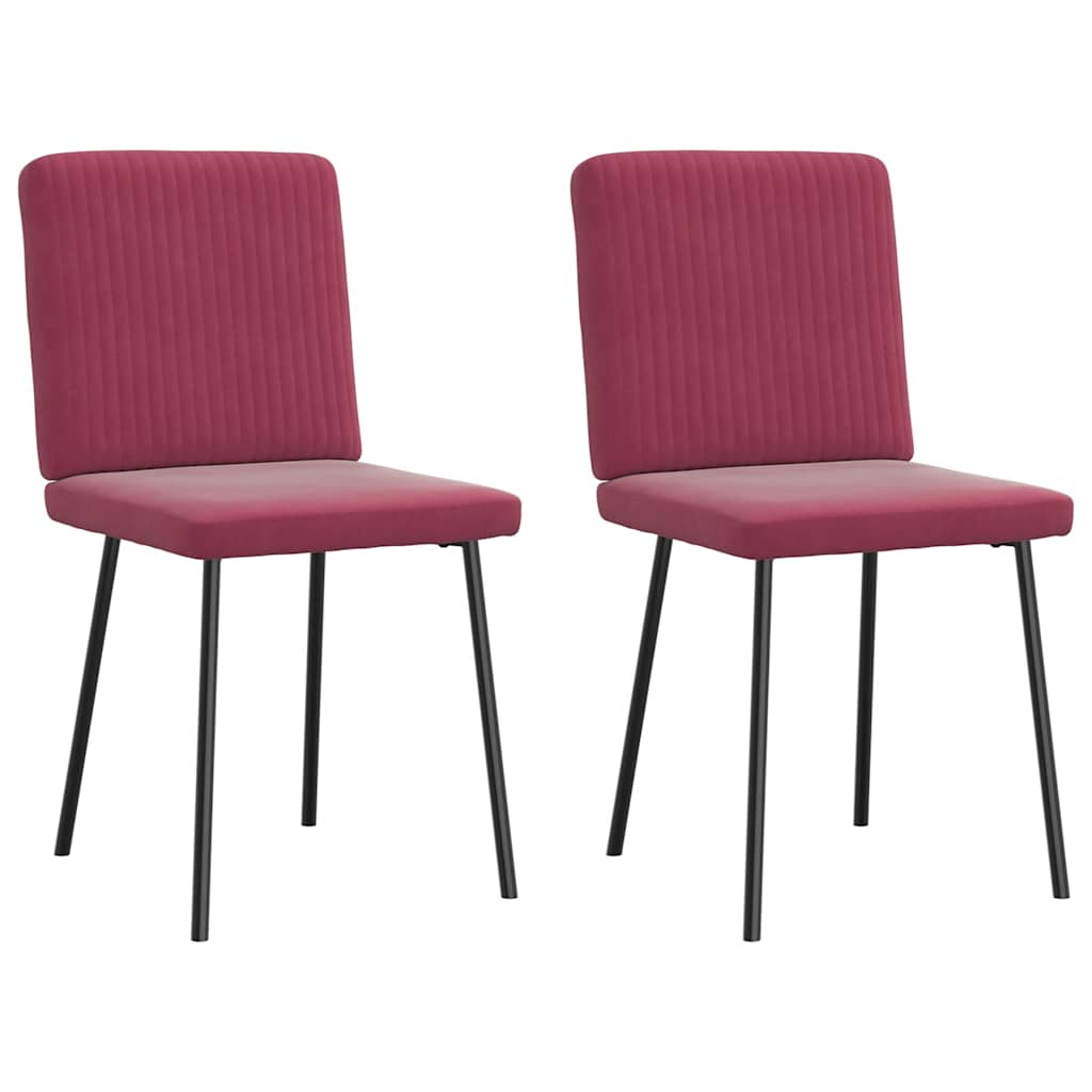 Chaises à manger lot de 2 Rouge bordeaux Velours