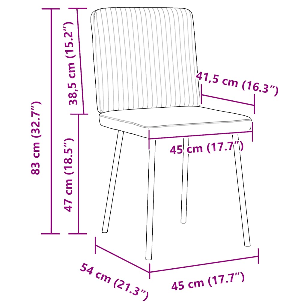 Chaises à manger lot de 2 Marron Velours