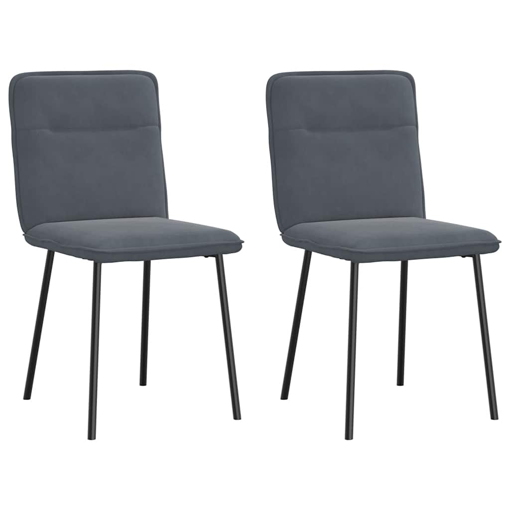 Chaises à manger lot de 2 Gris foncé Velours