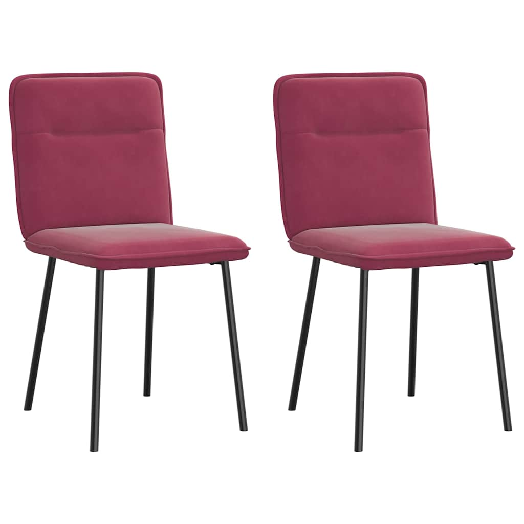 Chaises à manger lot de 2 Rouge bordeaux Velours