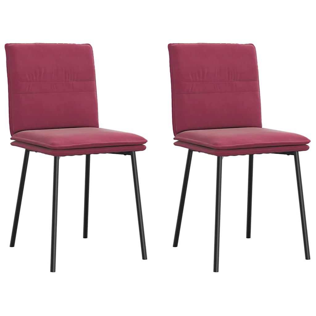 Chaises à manger lot de 2 Rouge bordeaux Velours