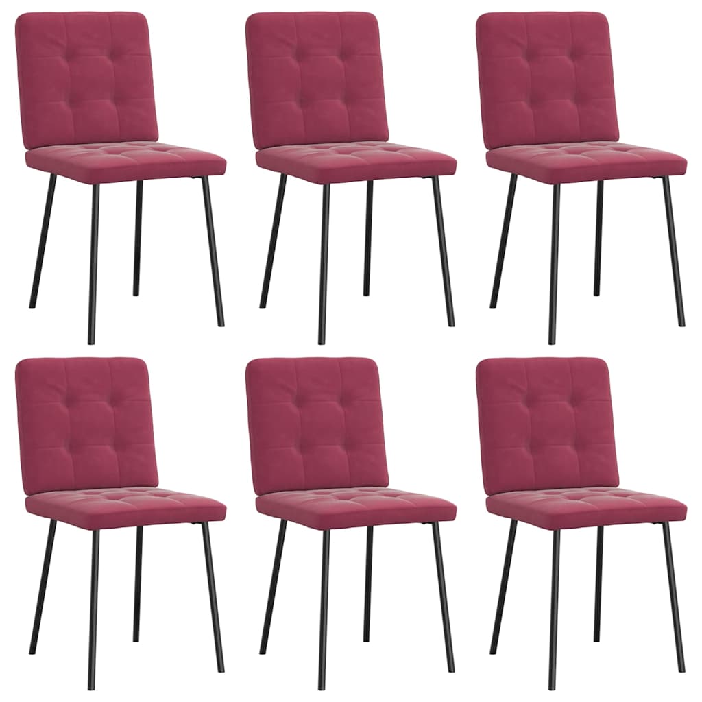 Chaises à manger lot de 2 rouge bordeaux tissu