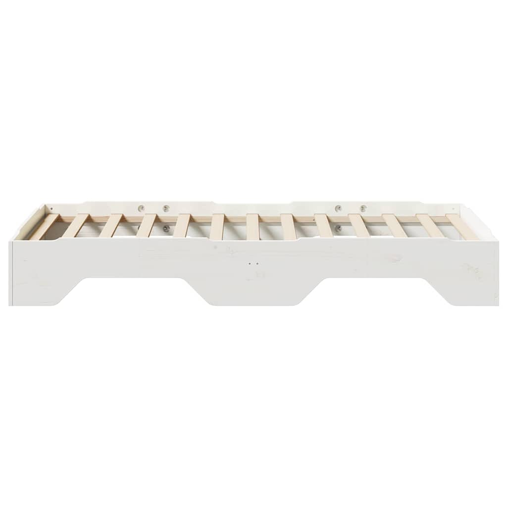 Cadre de lit sans matelas empilable blanc 100x200cm bois massif