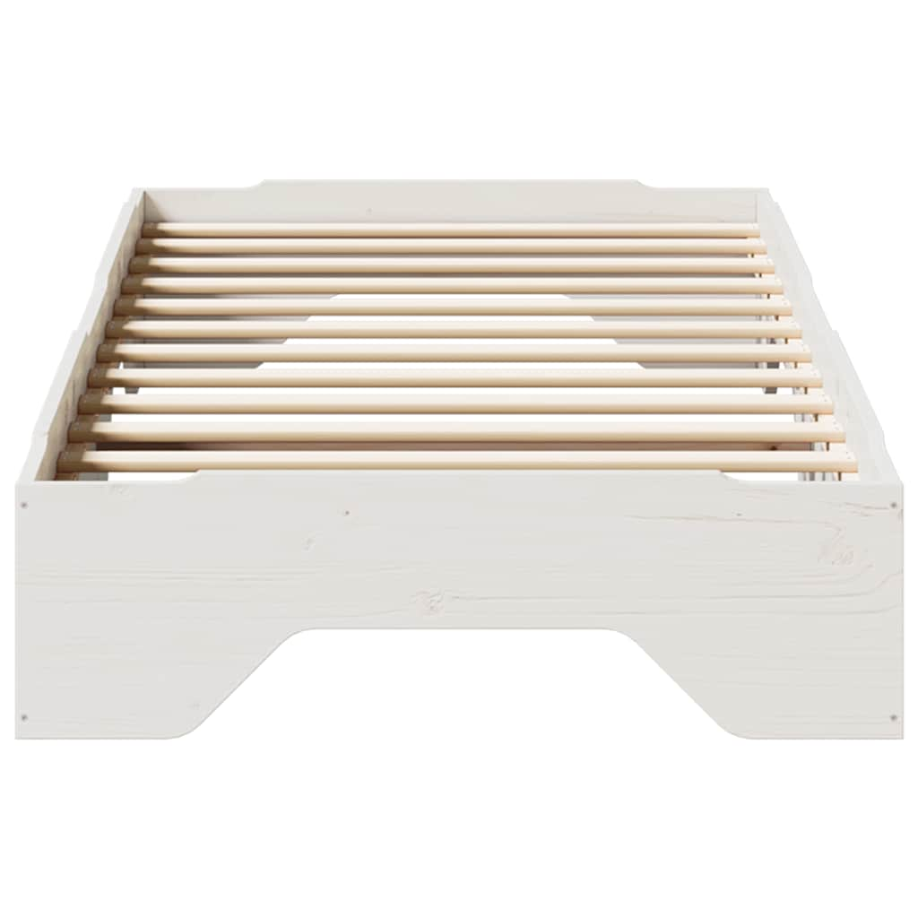 Cadre de lit sans matelas empilable blanc 90x200 cm bois massif