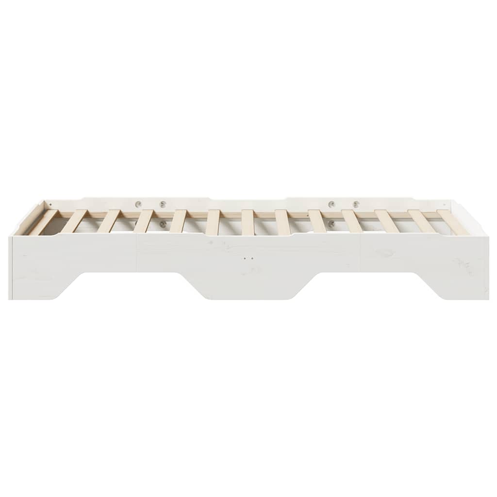 Cadre de lit sans matelas empilable blanc 90x200 cm bois massif