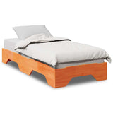 Stackable bed frame without mattress brown wax 80x200 cm