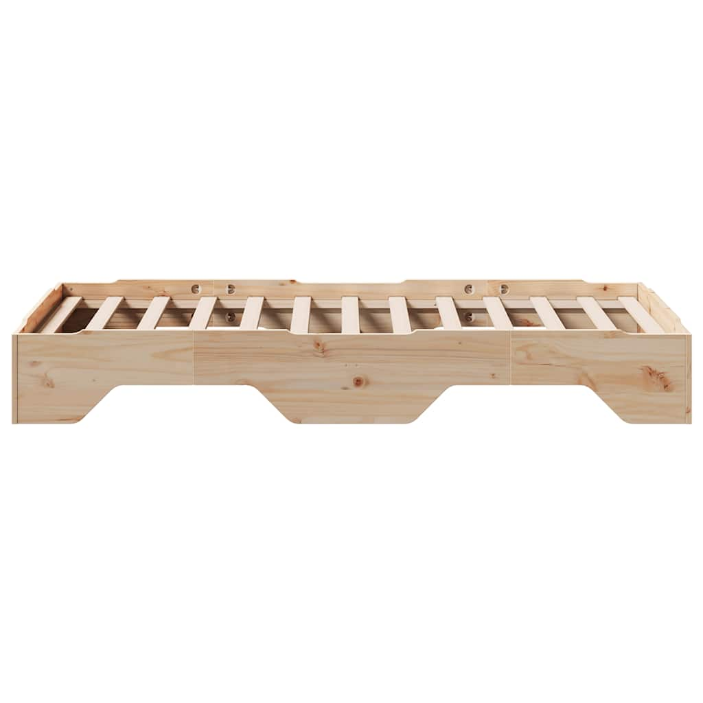 Cadre de lit sans matelas empilable 75x190 cm bois massif