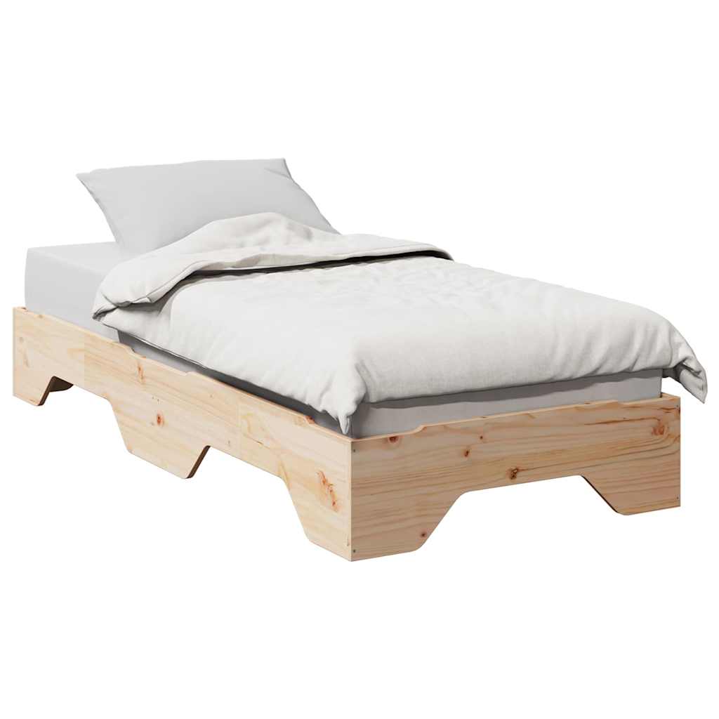 Cadre de lit sans matelas empilable 75x190 cm bois massif