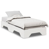 Stackable white bed frame without mattress 75x190 cm solid wood