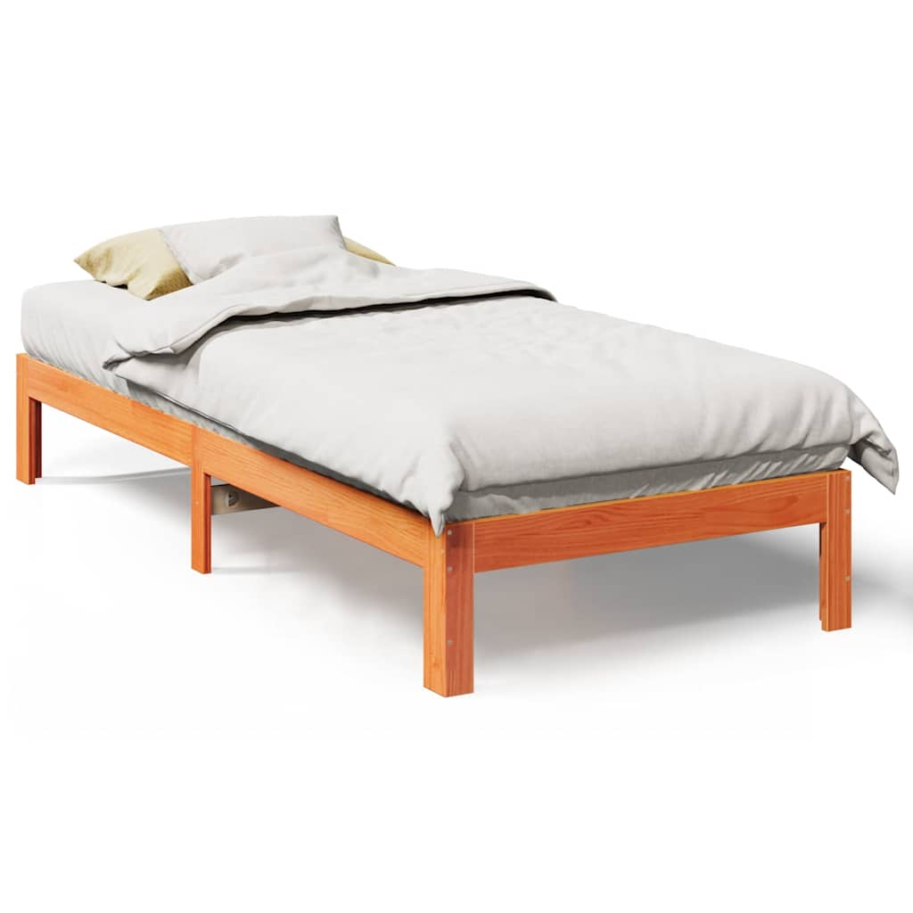 Cadre de lit sans matelas cire marron 80x200 cm bois pin massif