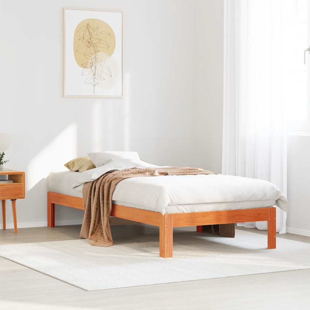 Cadre de lit sans matelas cire marron 80x200 cm bois pin massif