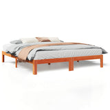 Cadre de lit sans matelas cire marron 160x200cm bois pin massif