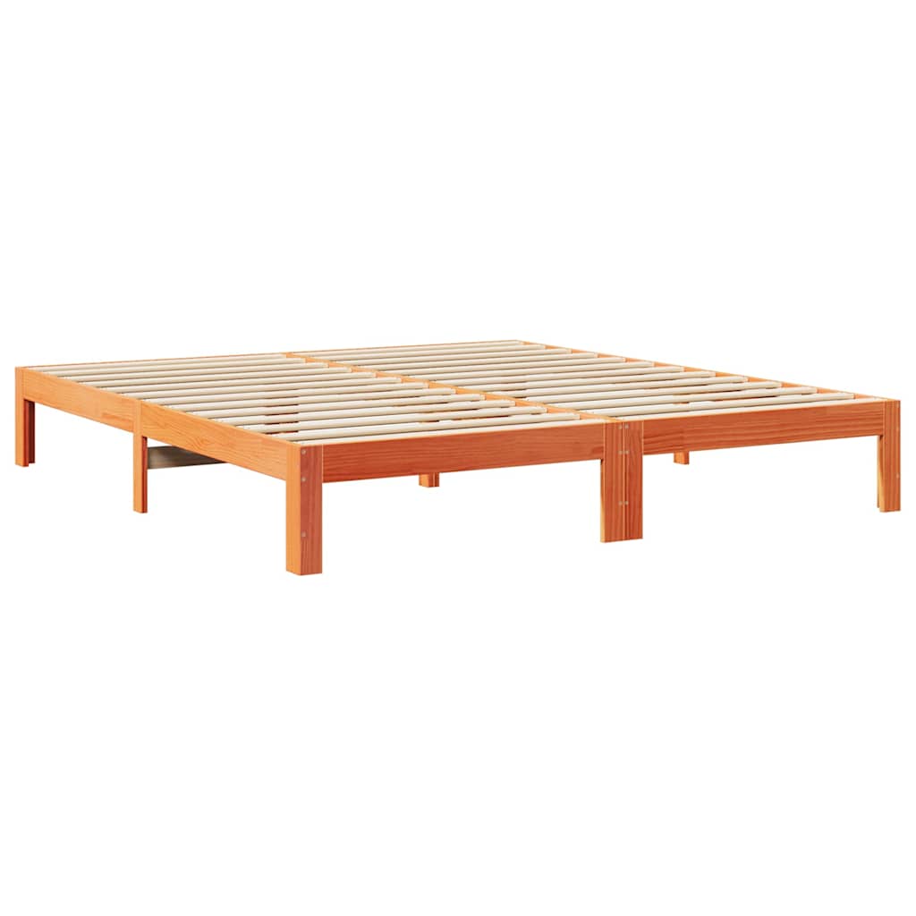 Cadre de lit sans matelas cire marron 160x200cm bois pin massif