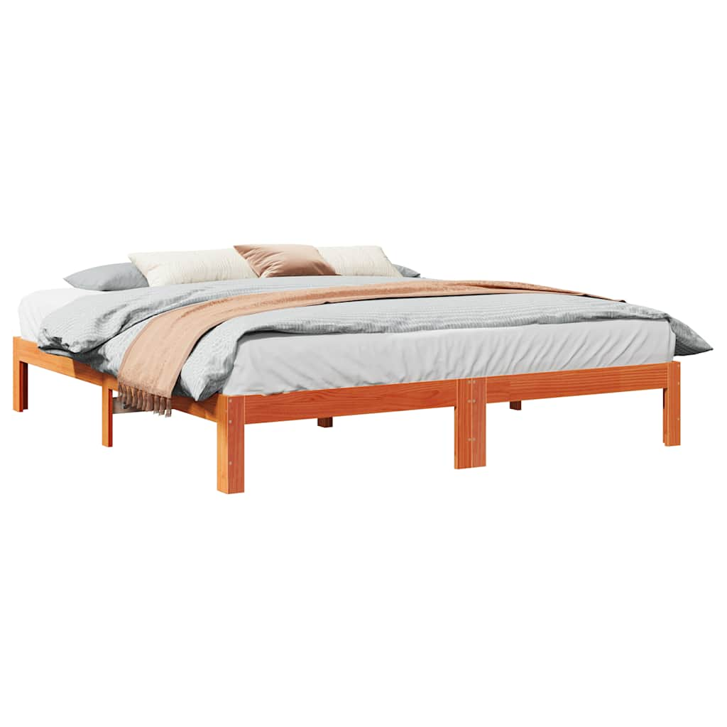 Cadre de lit sans matelas cire marron 180x200cm bois pin massif