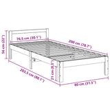 Bed frame without mattress 80x200 cm solid pine wood