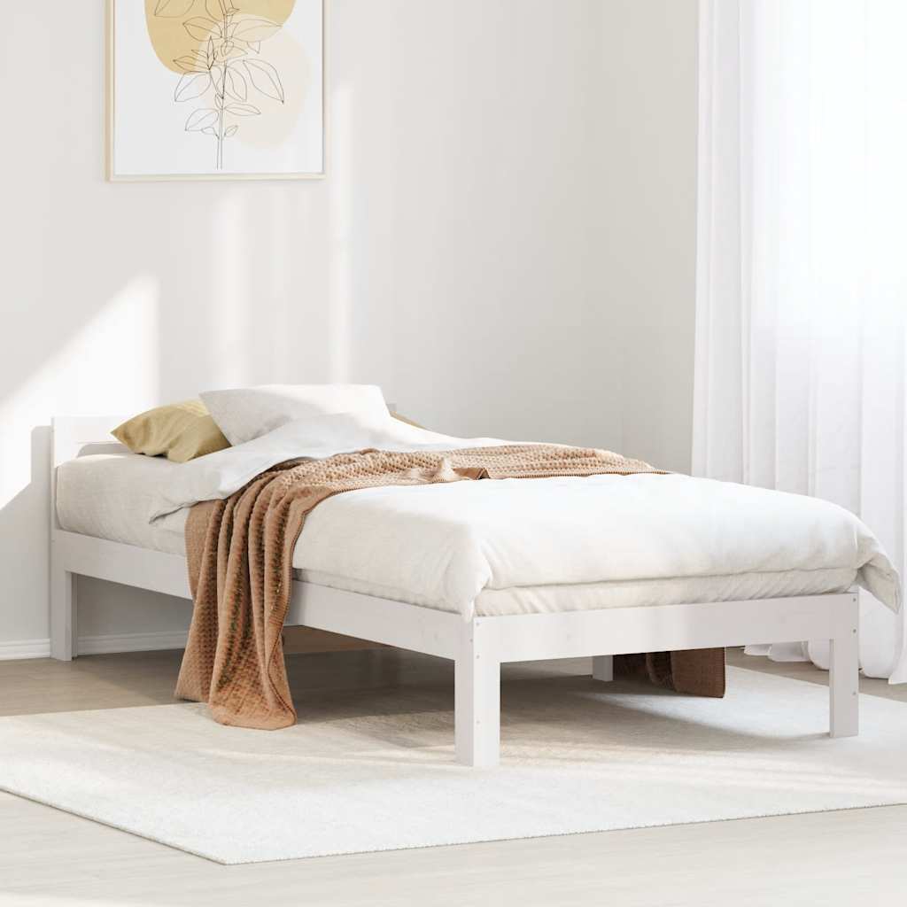 Cadre de lit sans matelas blanc 80x200 cm bois massif de pin