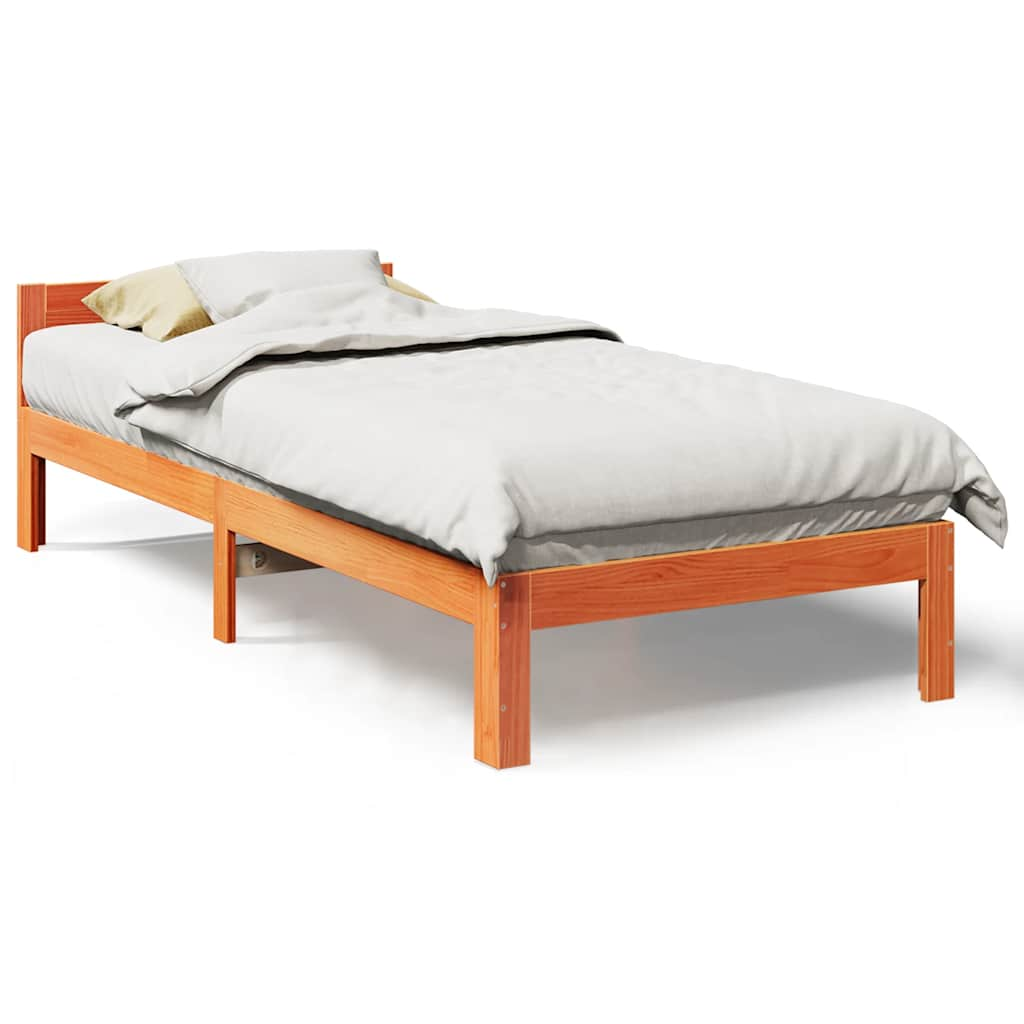 Cadre de lit sans matelas cire marron 80x200 cm bois pin massif