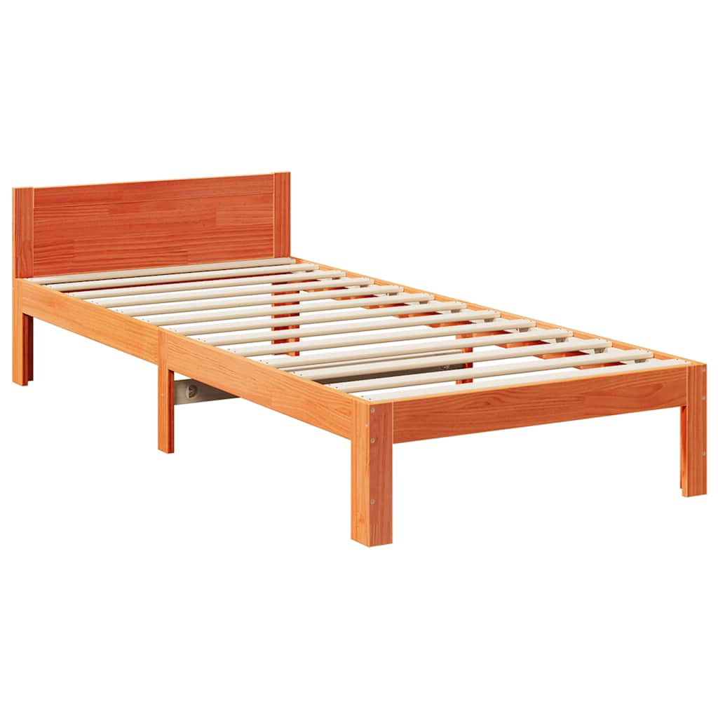 Cadre de lit sans matelas cire marron 80x200 cm bois pin massif