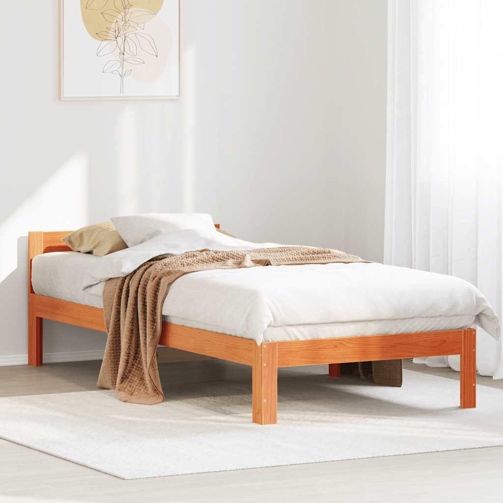 Cadre de lit sans matelas cire marron 80x200 cm bois pin massif