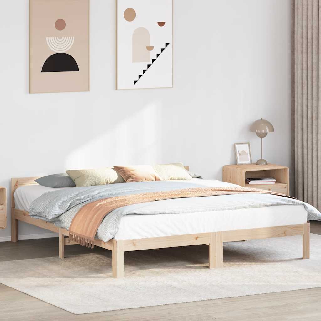 Bed frame without mattress 160x200 cm solid pine wood