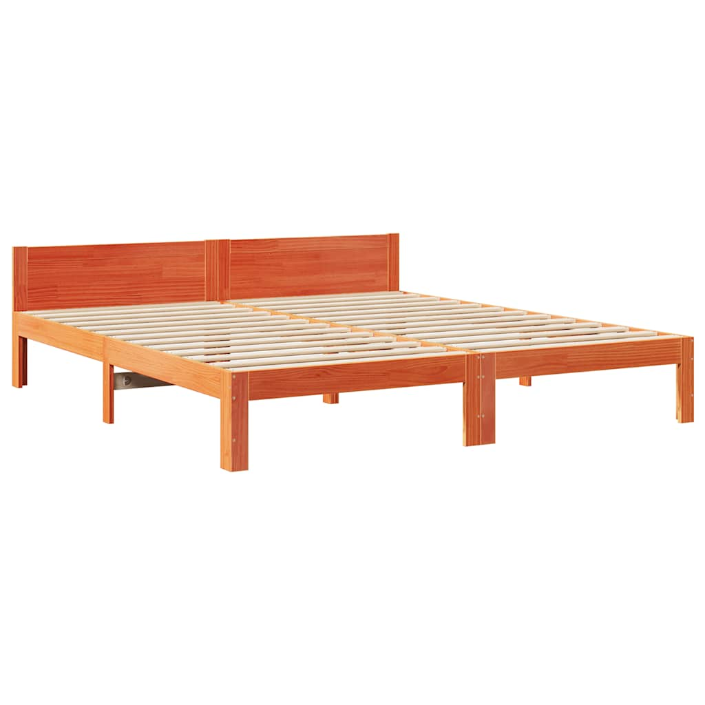 Cadre de lit sans matelas cire marron 160x200cm bois pin massif