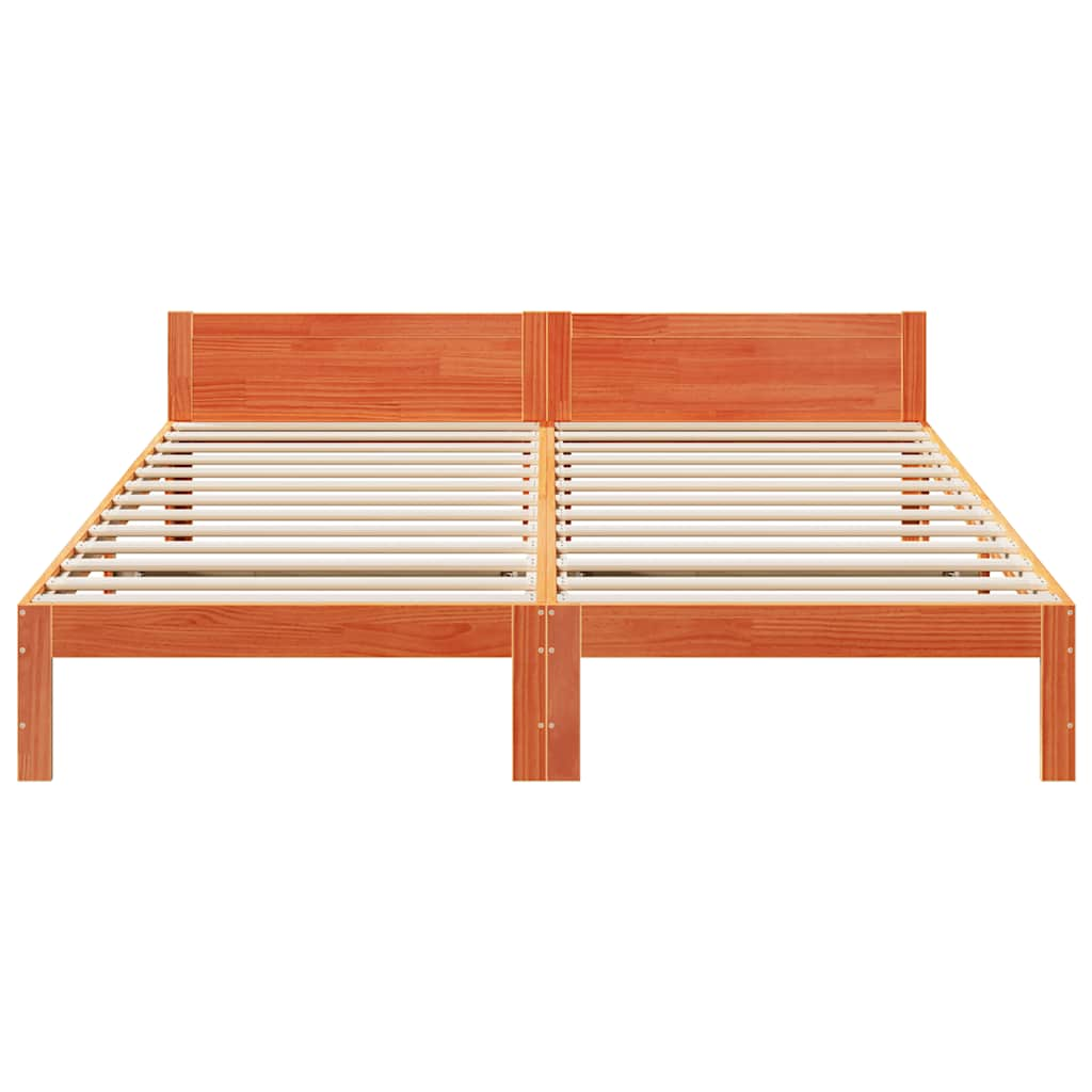 Cadre de lit sans matelas cire marron 160x200cm bois pin massif