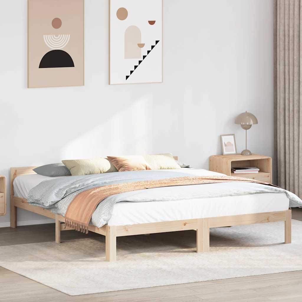 Bed frame without mattress 180x200 cm solid pine wood