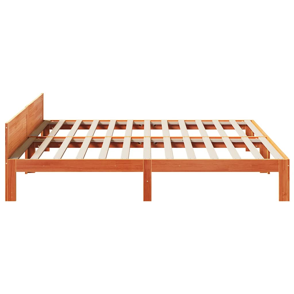 Cadre de lit sans matelas cire marron 180x200cm bois pin massif