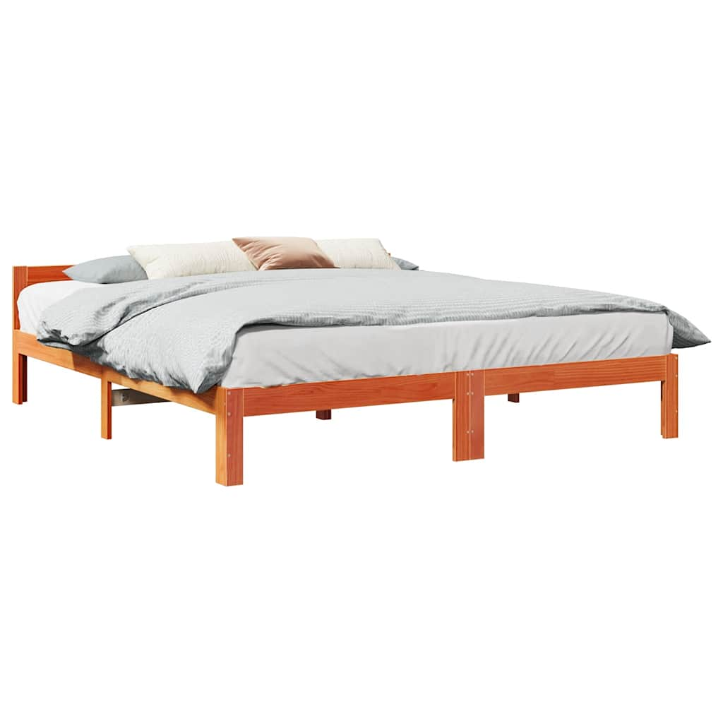 Cadre de lit sans matelas cire marron 180x200cm bois pin massif