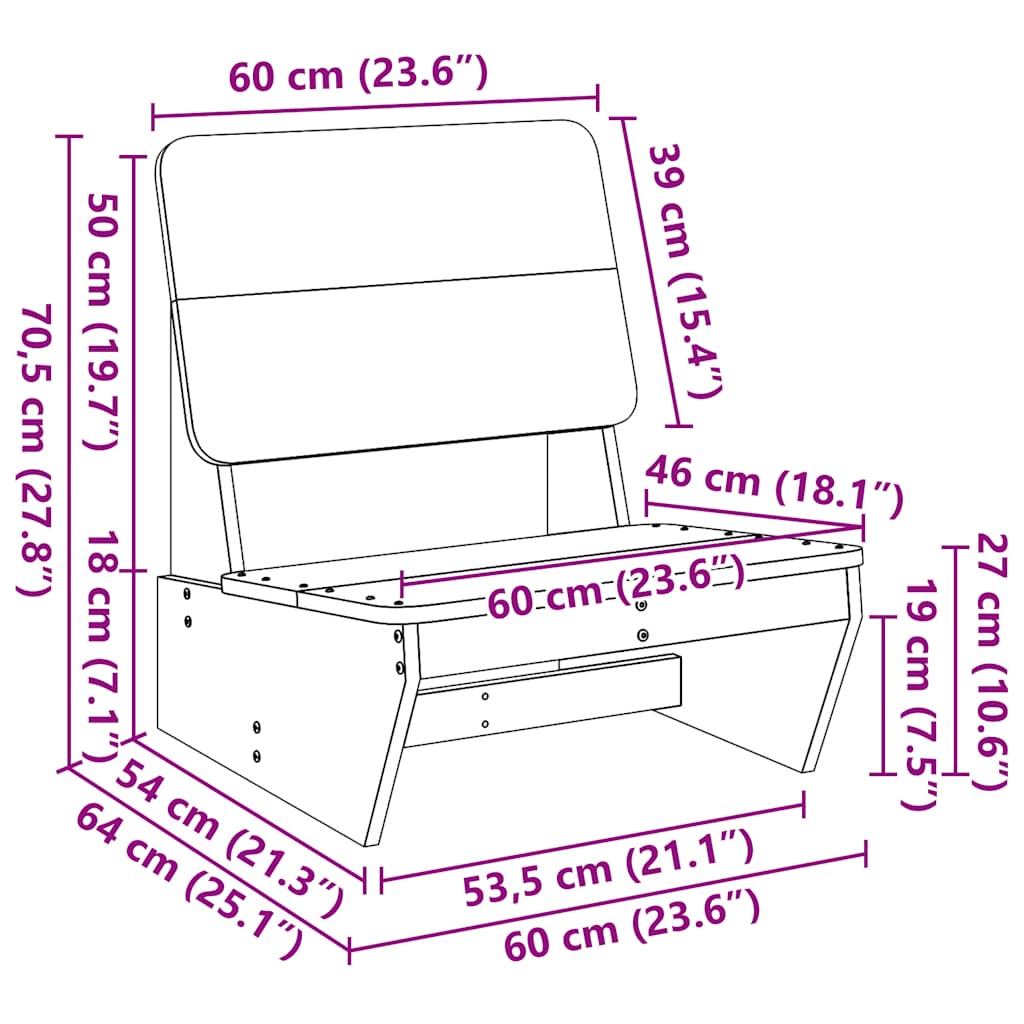 Chaise de jardin cire marron 60x64x70,5 cm bois de pin massif