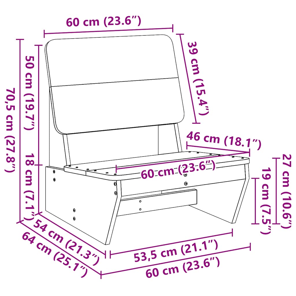 Gartenstühle 2er-Set aus braunem Wachs 60x64x70,5 cm