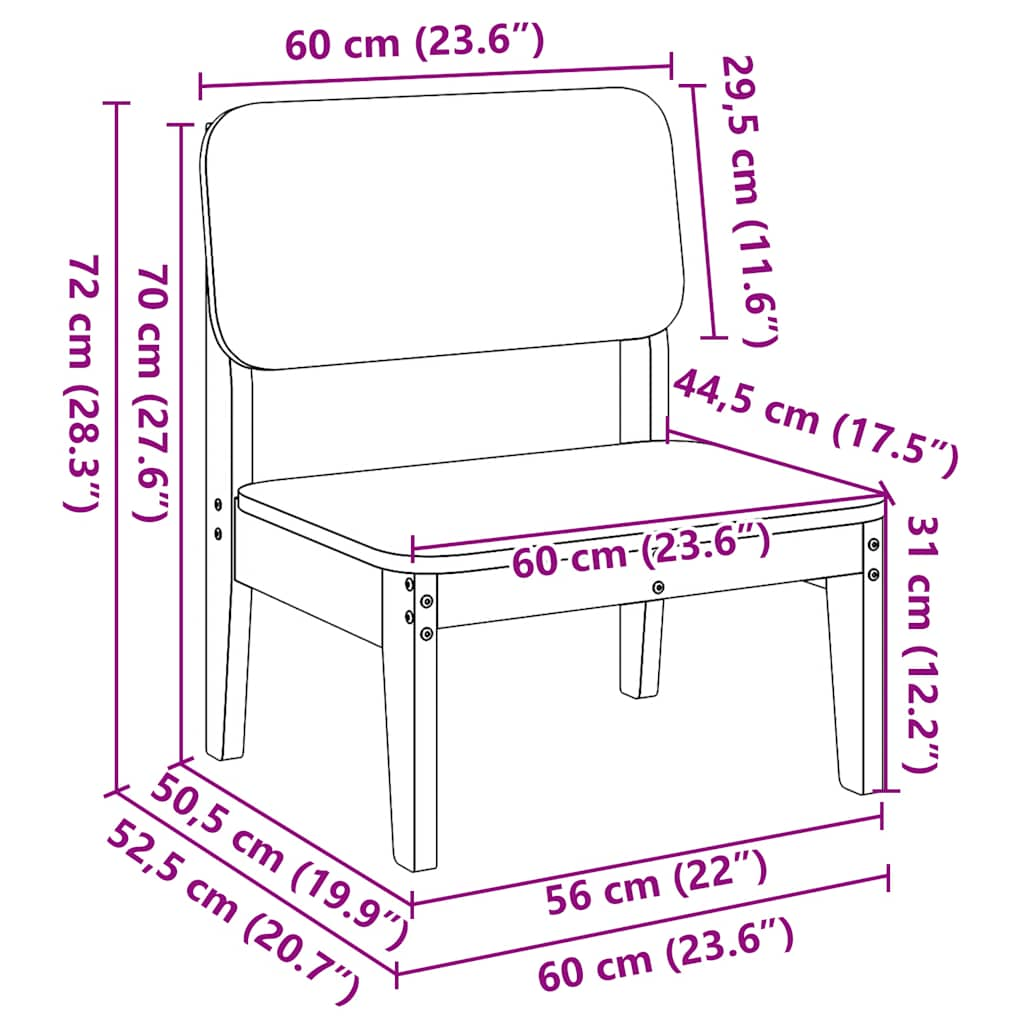 Chaise de jardin 60x52,5x72 cm bois de pin massif