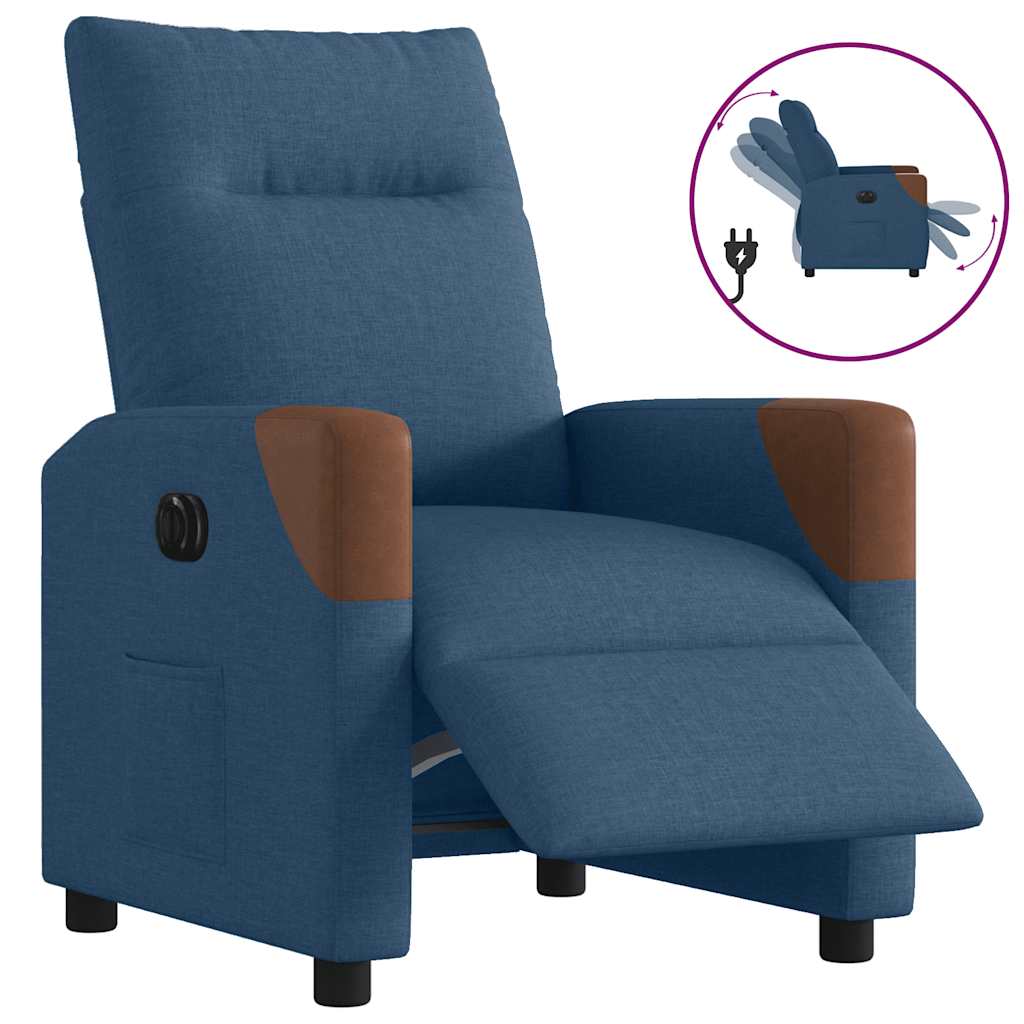 Fauteuil inclinable électrique Bleu Tissu