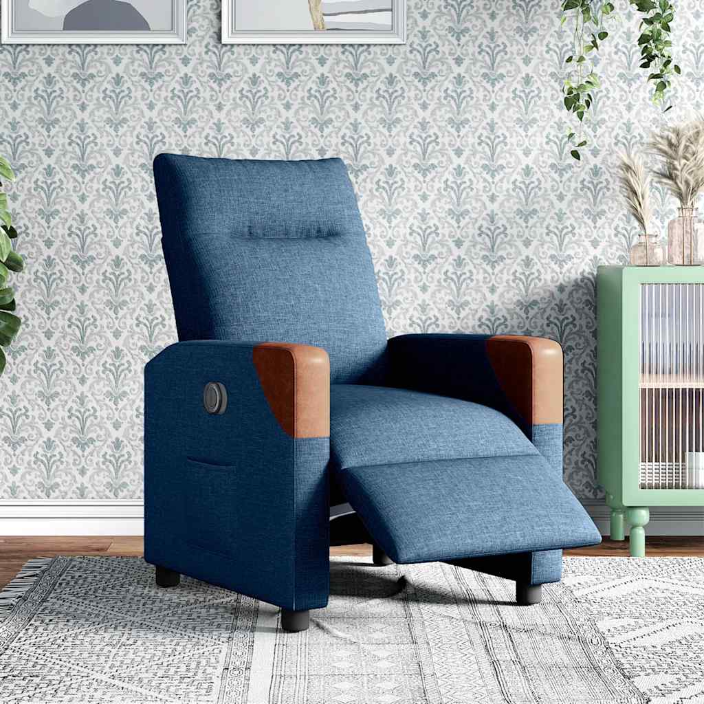 Fauteuil inclinable électrique Bleu Tissu