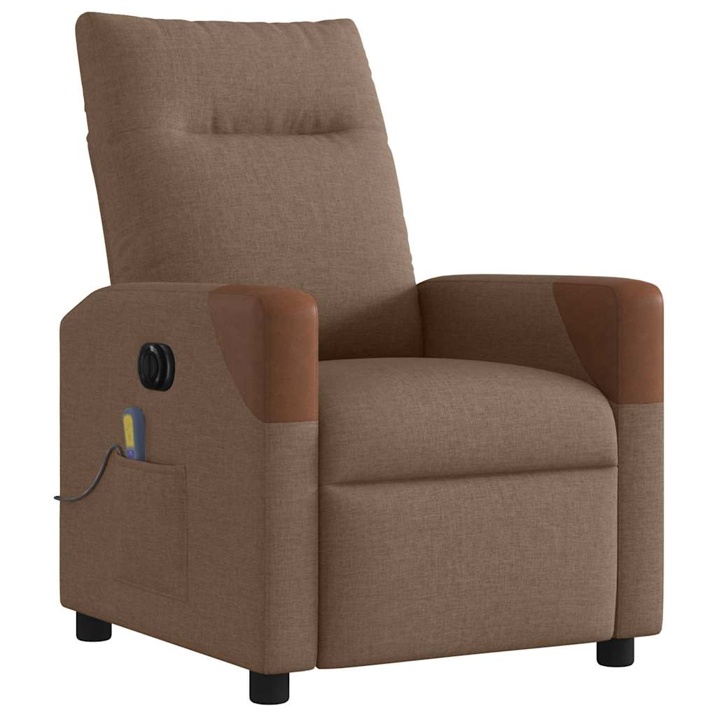 Fauteuil inclinable de massage électrique marron tissu