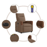 Fauteuil inclinable de massage électrique marron tissu