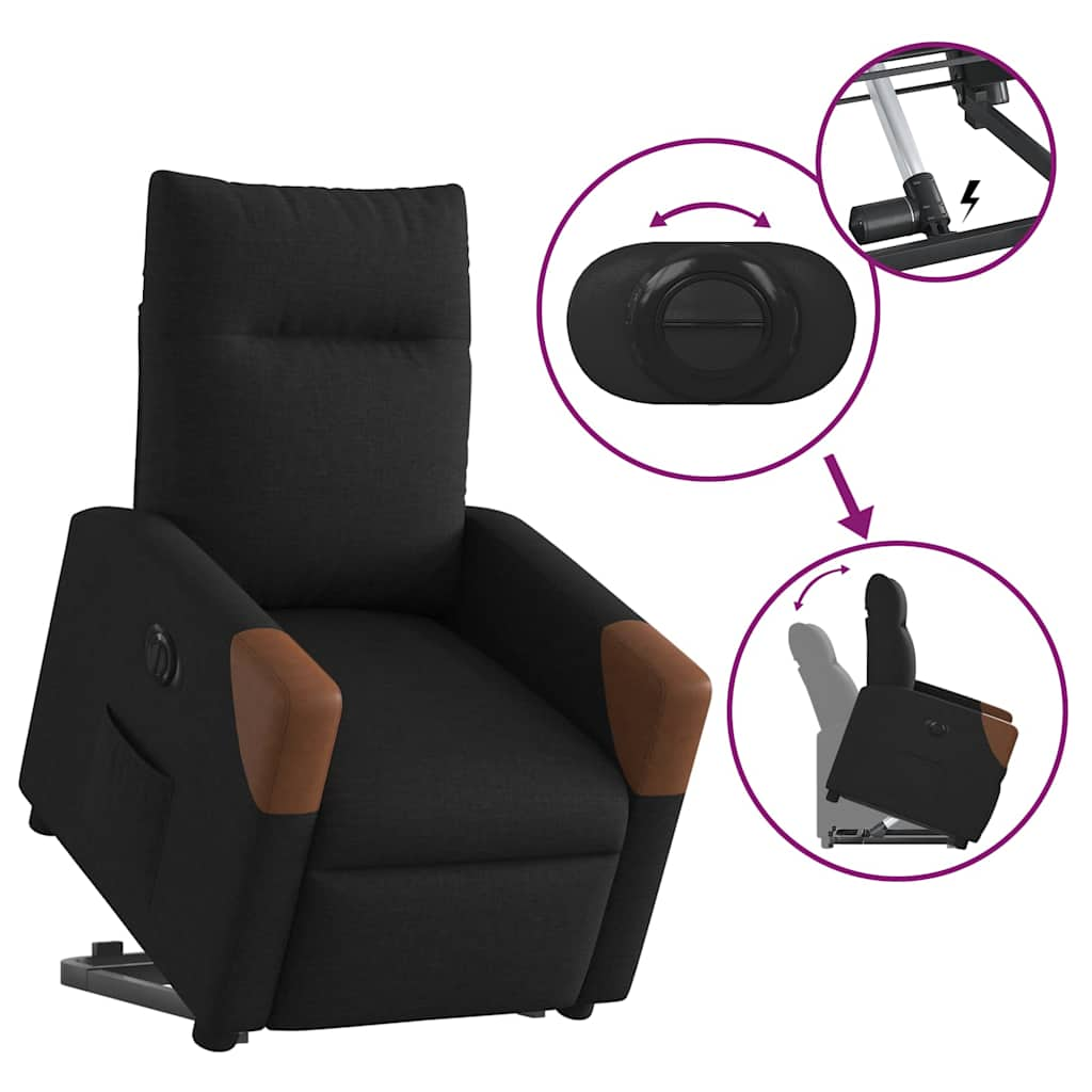 Fauteuil inclinable électrique noir tissu