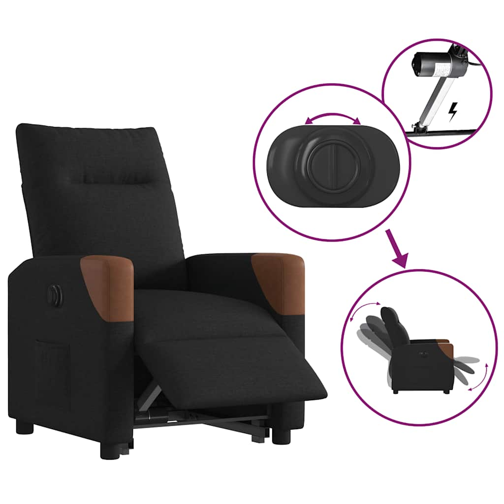 Fauteuil inclinable électrique noir tissu