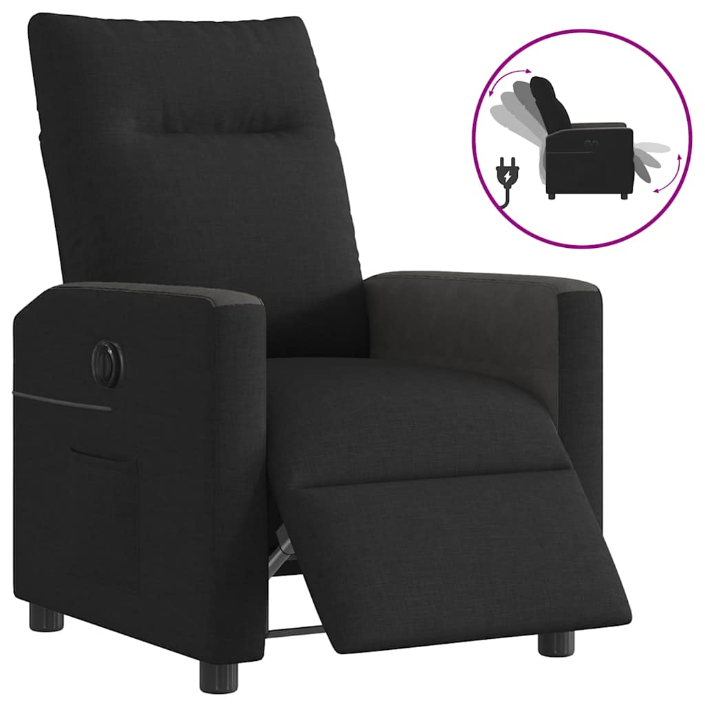 Fauteuil inclinable électrique Noir Tissu