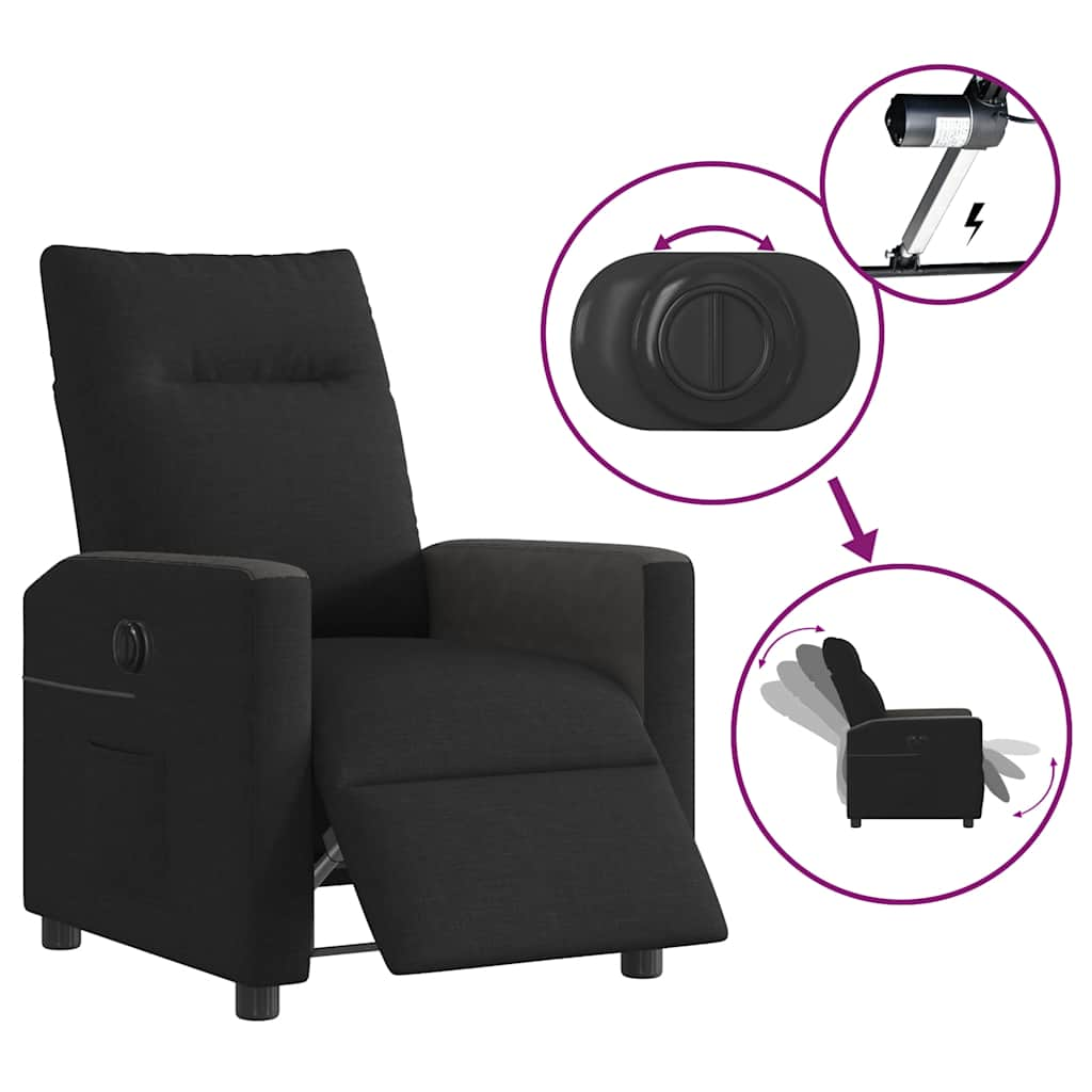 Fauteuil inclinable électrique Noir Tissu