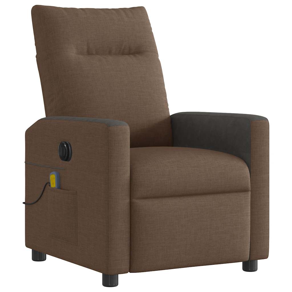 Fauteuil inclinable de massage électrique marron tissu