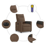 Fauteuil inclinable de massage électrique marron tissu