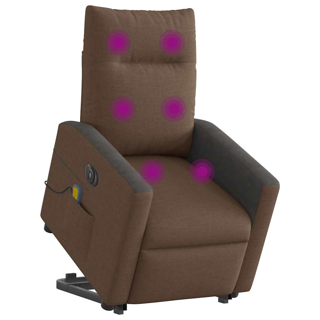 Fauteuil inclinable de massage électrique Marron Tissu