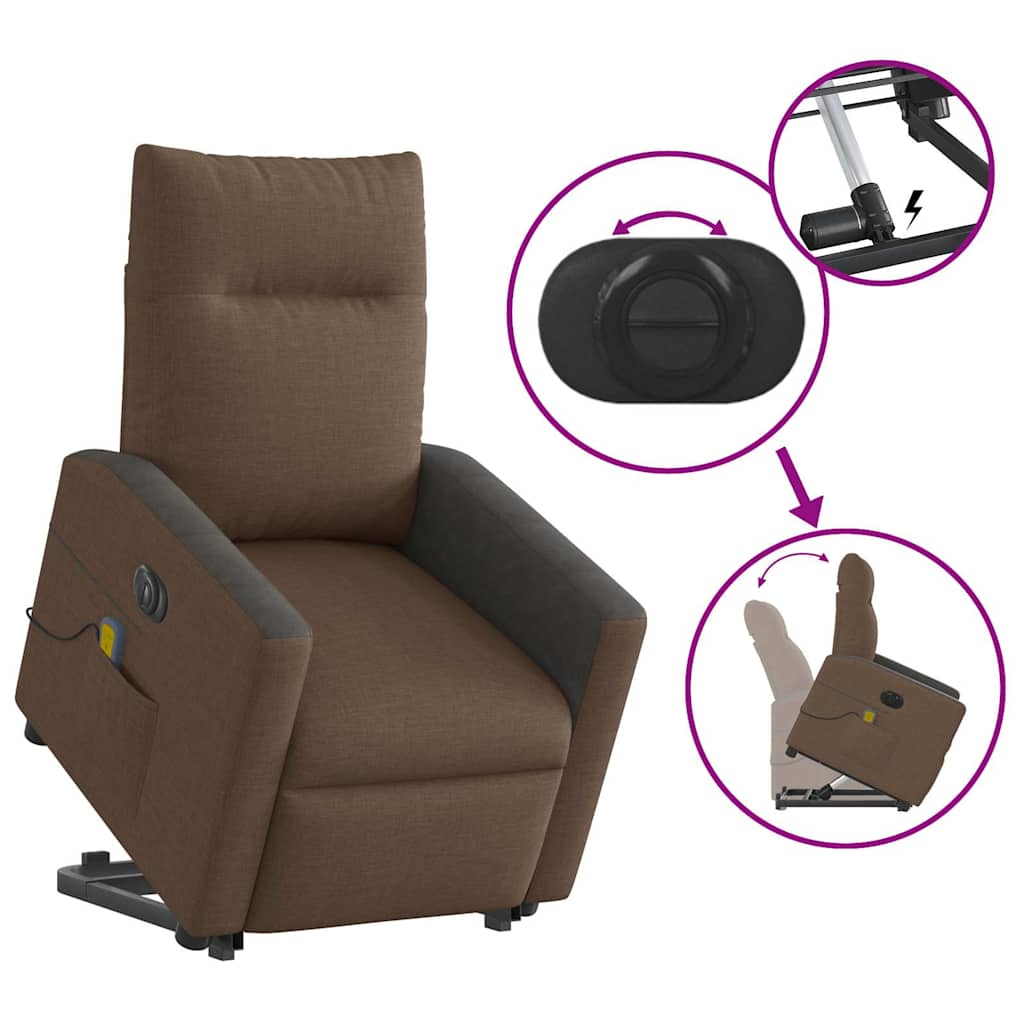 Fauteuil inclinable de massage électrique Marron Tissu