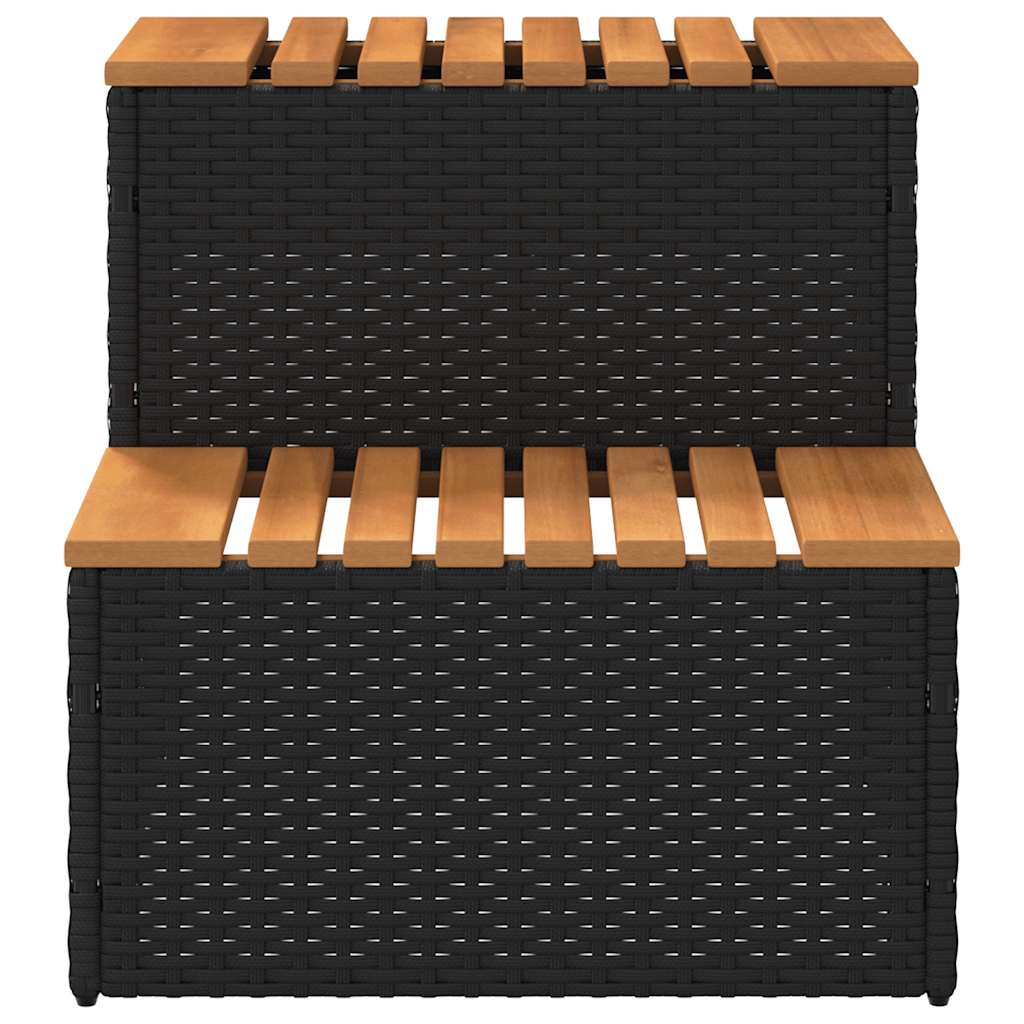 Black hot tub step 50x50x50.5cm solid acacia polyrattan