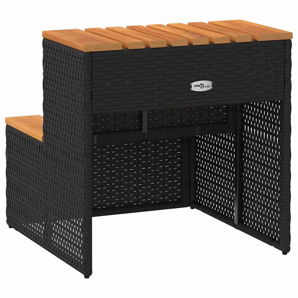 Black hot tub step 50x50x50.5cm solid acacia polyrattan