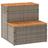 Grey hot tub step 50x50x50.5cm solid acacia polyrattan